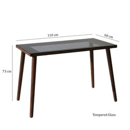 Hanah Home Mesa de Estudio Madera Maciza Pino Cristal Templado Nogal 110x60x73 cm